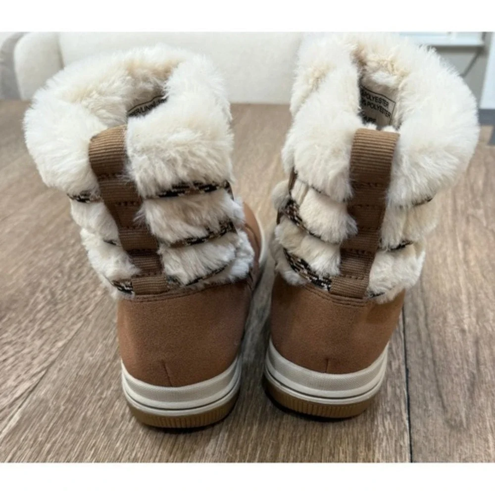 Clark's Brown Faux Suede Fur Trim‎ Ankle Boots Side Zip Size 5